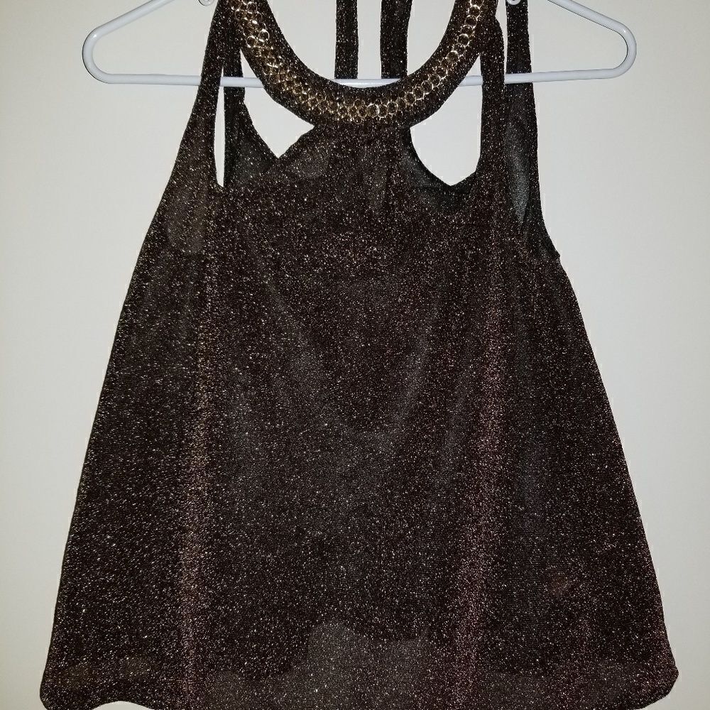 Nightclub wear Shimmery chocolate brown flare top